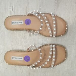 💕STEVE MADDEN💕 Zildam Embellished Sandals ~ Brown/Tan 8.5 NWT